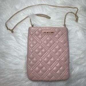 Love Moschino Blush Quilted Crossbody Bag